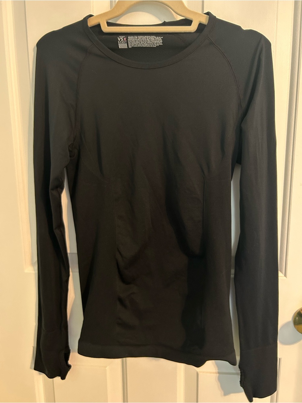 Victoria's Secret Black Long-Sleeve Performance Top with Mesh